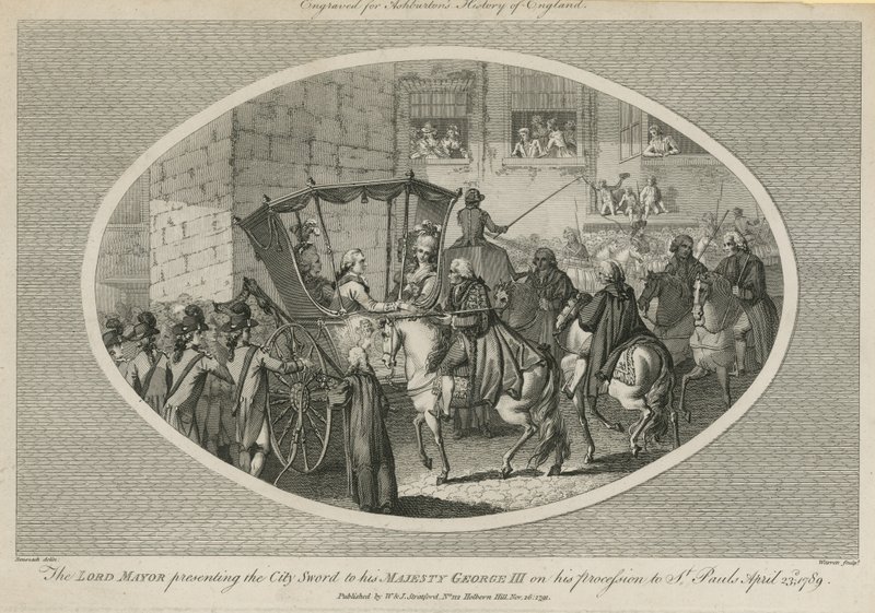 El Alcalde presentando la Espada de la Ciudad a Su Majestad Jorge III de English School