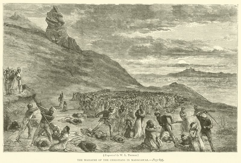 La masacre de los cristianos en Madagascar (grabado) de English School