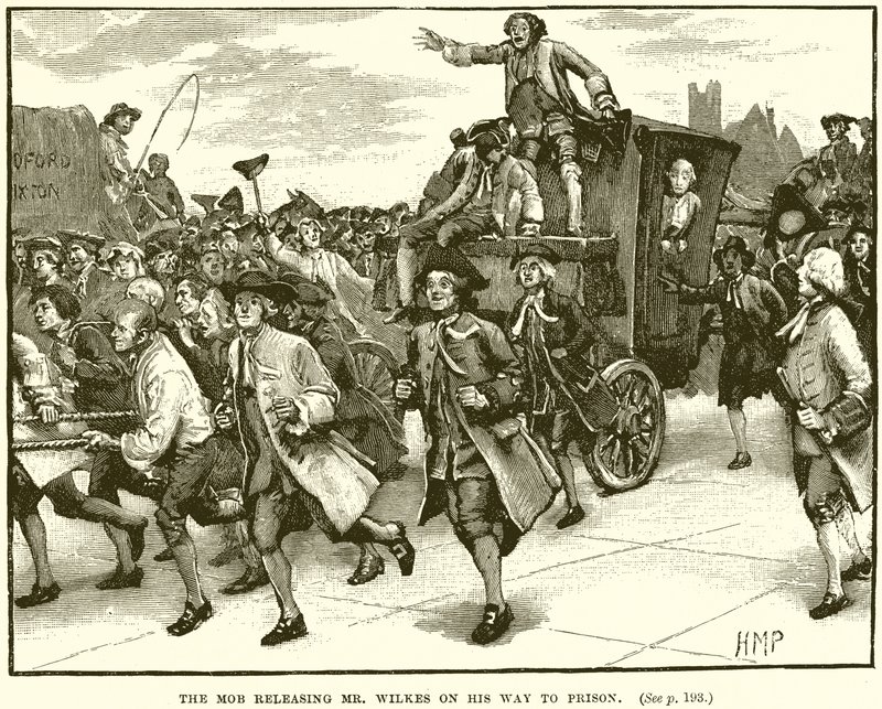 La multitud liberando al Sr. Wilkes en su camino a prisión de English School