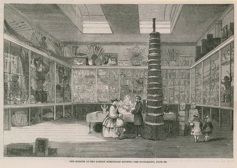 El Museo de la Sociedad Misionera de Londres, en Bloomfield Street, publicado en el Illustrated London News, 25 de junio de 1859 de English School
