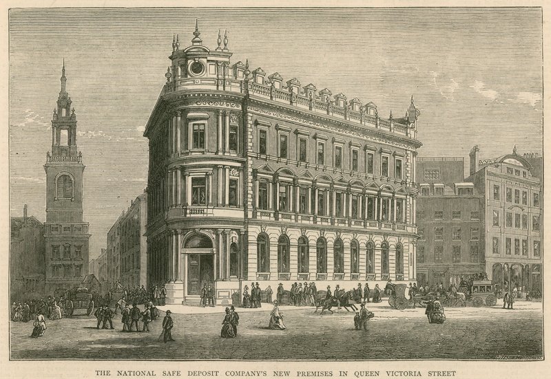 Nuevas instalaciones de la Compañía Nacional de Depósitos Seguros en Queen Victoria Street, Londres de English School