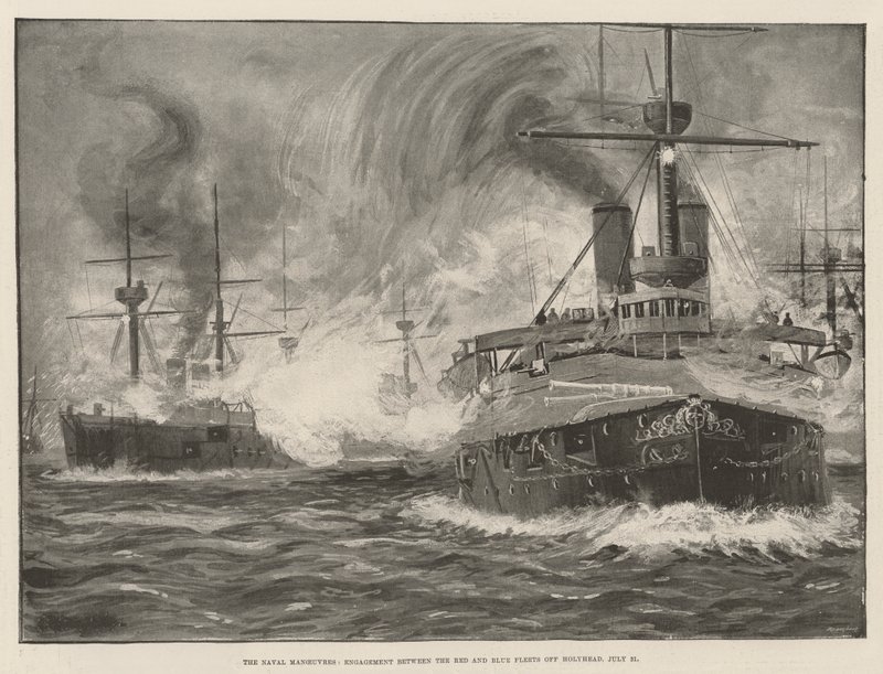 Las Maniobras Navales, Enfrentamiento entre las Flotas Roja y Azul frente a Holyhead, 31 de julio de English School