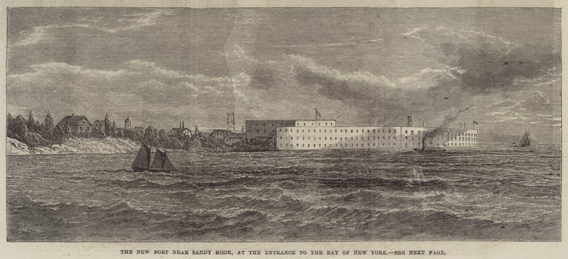 El nuevo fuerte cerca de Sandy Hook, en la entrada a la bahía de Nueva York de English School