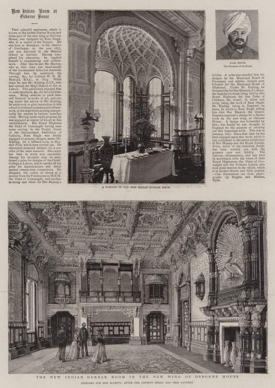 La nueva sala de Durbar india en el ala nueva de Osborne House (grabado) de English School