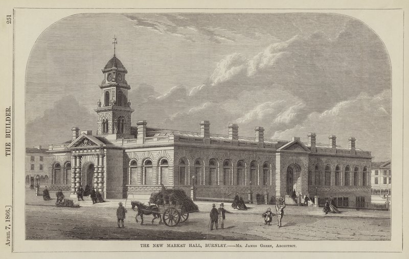 El Nuevo Mercado, Burnley (grabado) de English School