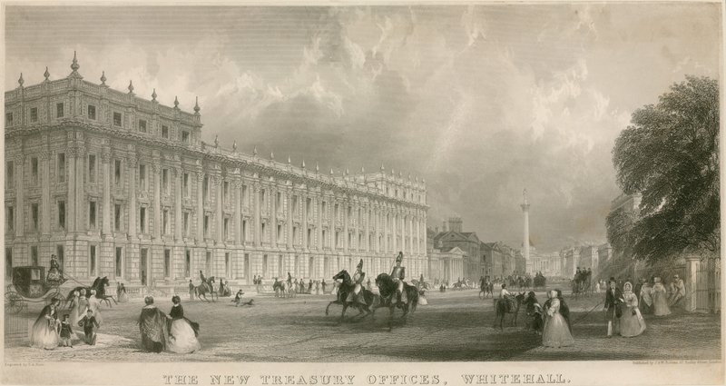 Las nuevas oficinas del Tesoro, Whitehall de English School