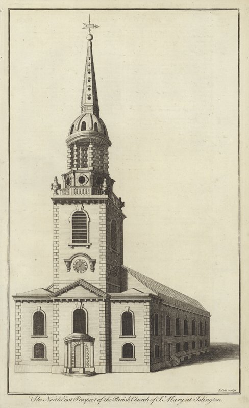 Vista Noreste de la Iglesia Parroquial de Santa María en Islington de English School
