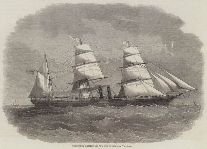 El nuevo barco de vapor "Hudson" de North German Lloyd de English School