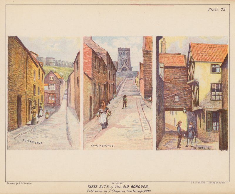 The Old Borough, Scarborough (litografía en color) de English School
