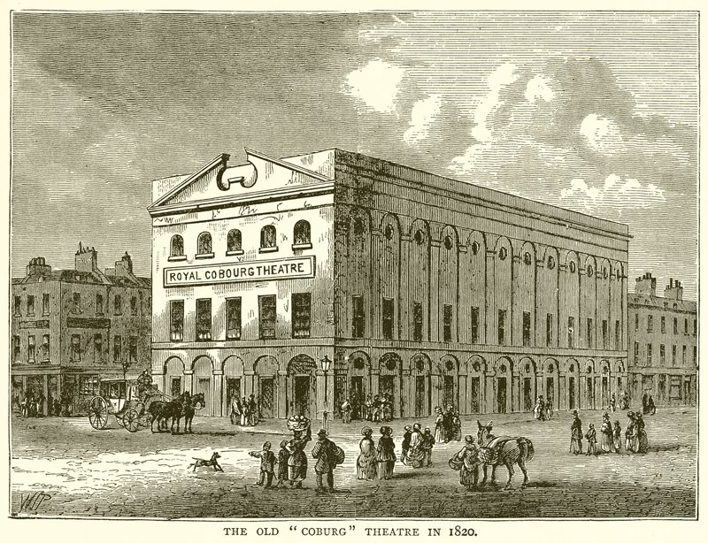El viejo teatro Coburg en 1820 de English School