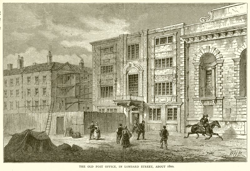 La antigua Oficina de Correos, en Lombard Street, alrededor de 1800 de English School