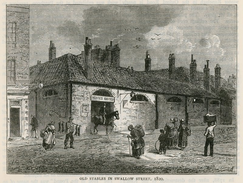 Los antiguos establos en Swallow Street, Londres de English School