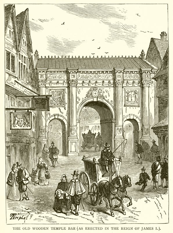 El antiguo Temple Bar de madera (como se erigió en el reinado de Jacobo I) de English School