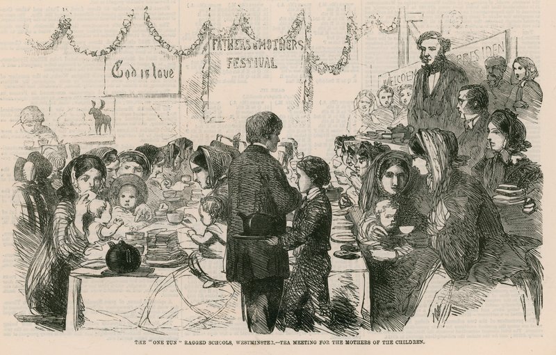 Las Escuelas Ragged de One Tun, Westminster, Londres - reunión de té para las madres de los niños de English School