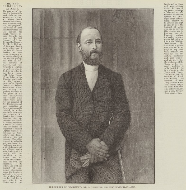 La Apertura del Parlamento, Sr. H D Erskine, el Nuevo Sargento de Armas de English School