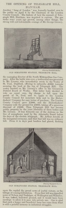 La apertura de Telegraph Hill, Hatcham (grabado) de English School