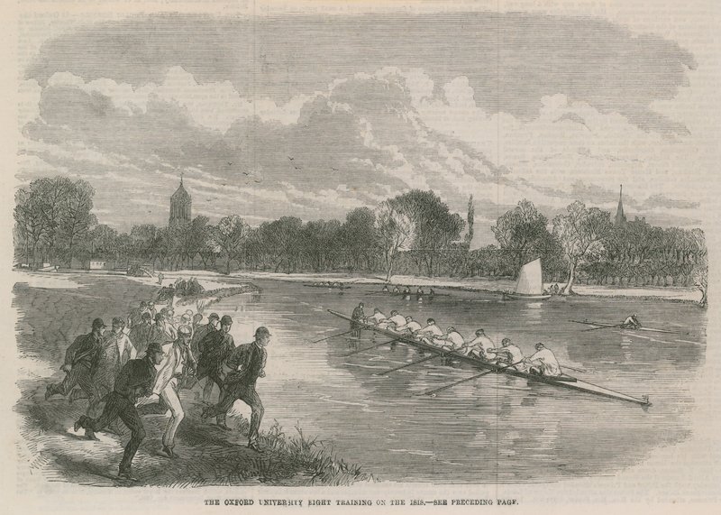 El entrenamiento del ocho de la Universidad de Oxford en el Isis de English School
