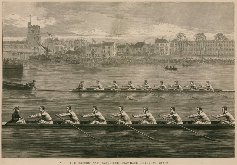 La carrera de botes de Oxford y Cambridge - listos para empezar de English School