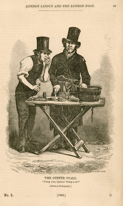 El puesto de ostras de London Labour and the London Poor de English School