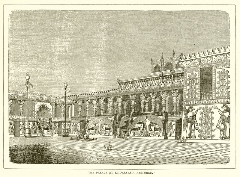 El palacio en Khorsabad, restaurado de English School