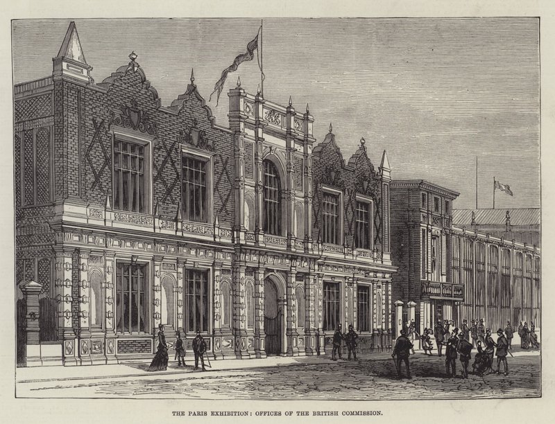 La Exposición de París, oficinas de la Comisión Británica de English School