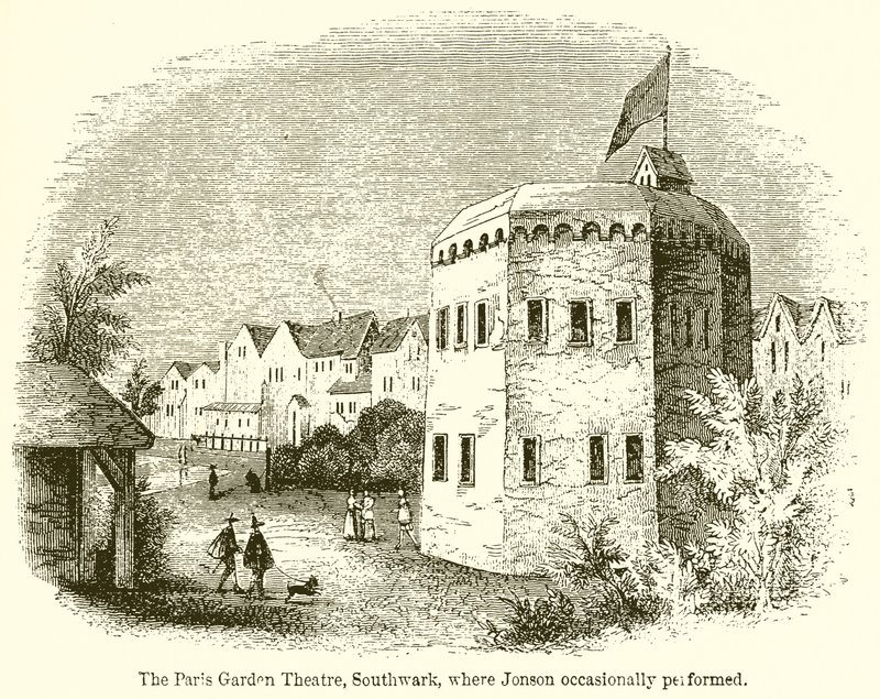Teatro Paris Garden, Southwark, donde Jonson ocasionalmente actuaba de English School