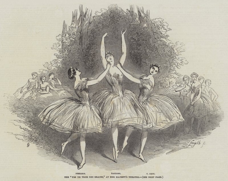 El "Pas de Trois des Graces" en el Teatro de Su Majestad de English School