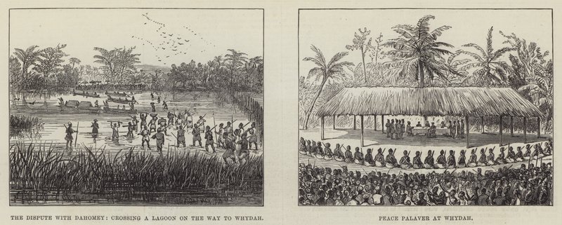 La paz Palaver en Whydah (grabado) de English School