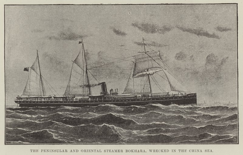 El Vapor Peninsular y Oriental Bokhara, naufragado en el Mar de China de English School