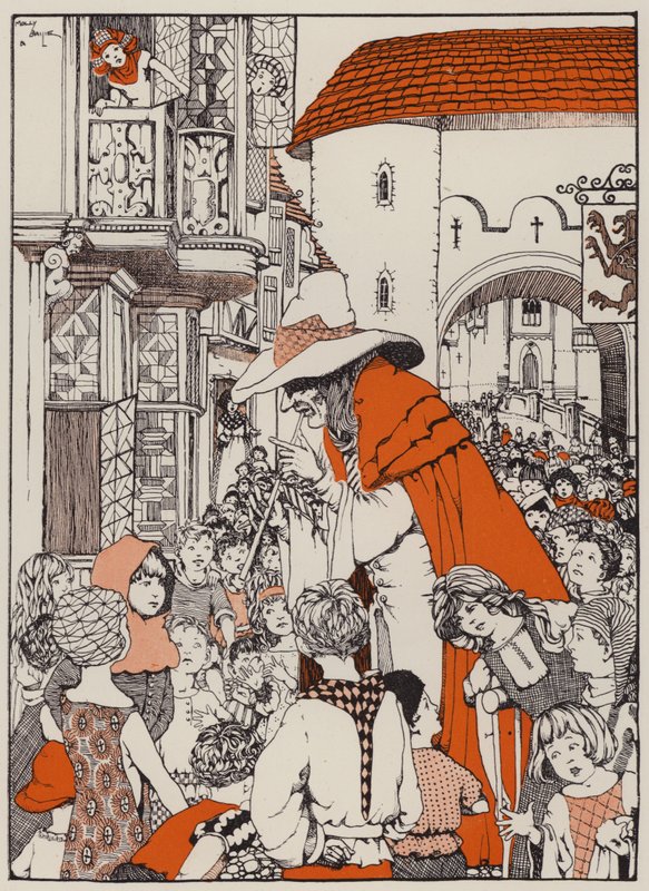 El flautista de Hamelin (litografía en color) de English School