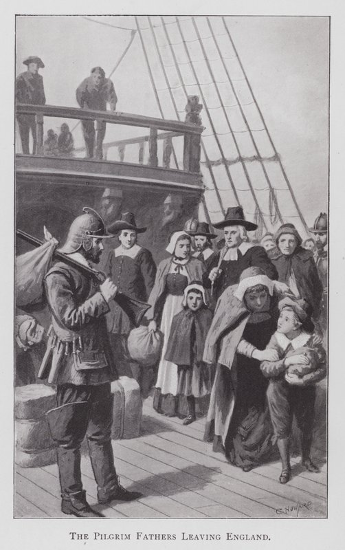 Los padres peregrinos dejando Inglaterra de English School