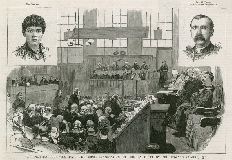 El Caso de Envenenamiento de Pimlico, el contrainterrogatorio del Sr. Bartlett por el Sr. Edward Clarke QC de English School