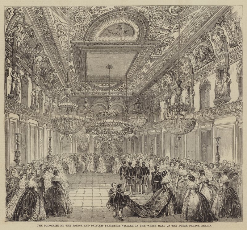 La Polonesa por el Príncipe y la Princesa Federico-Guillermo en el Salón Blanco del Palacio Real, Berlín de English School