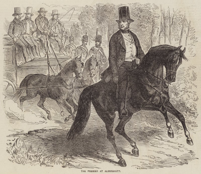 El Premier en Aldershott (grabado) de English School