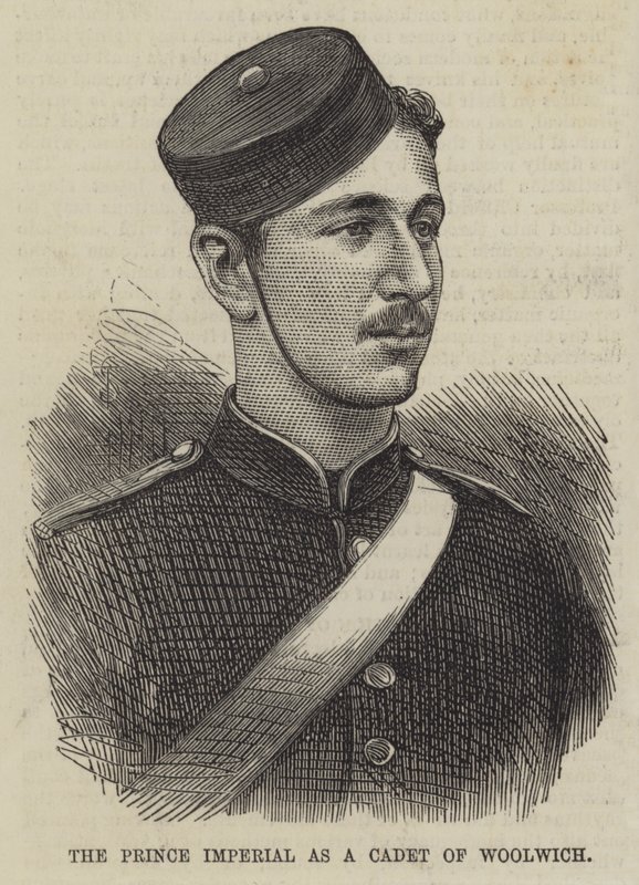 El Príncipe Imperial como Cadete de Woolwich (grabado) de English School