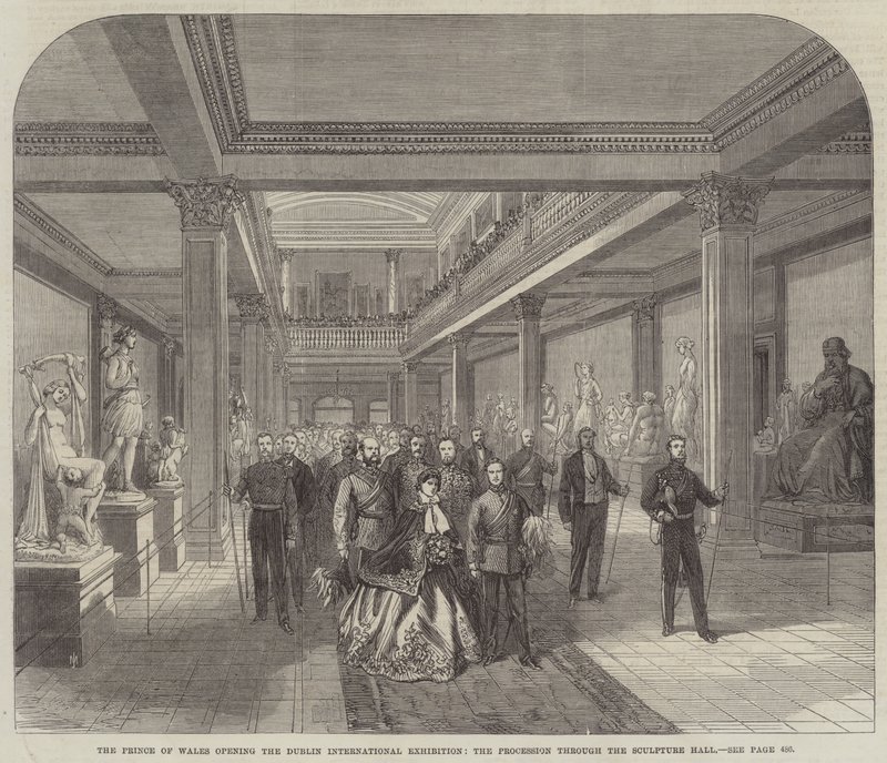 El Príncipe de Gales inaugurando la Exposición Internacional de Dublín, la Procesión a través del Salón de Esculturas de English School