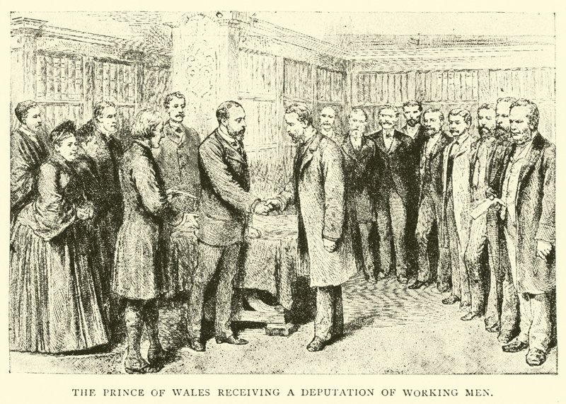 El Príncipe de Gales recibiendo una delegación de trabajadores de English School