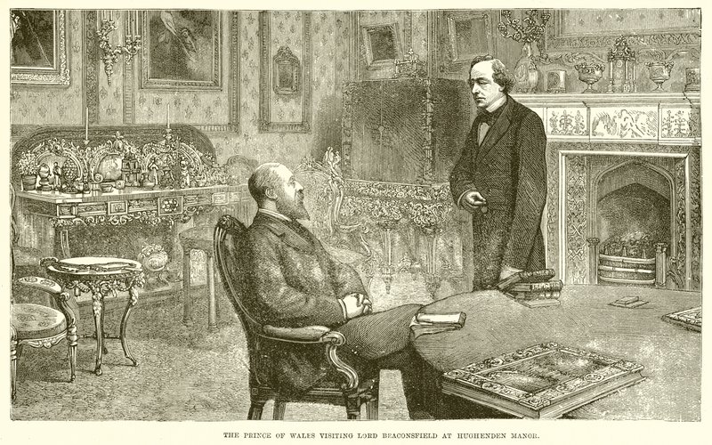 El Príncipe de Gales visitando a Lord Beaconsfield en Hughenden Manor de English School