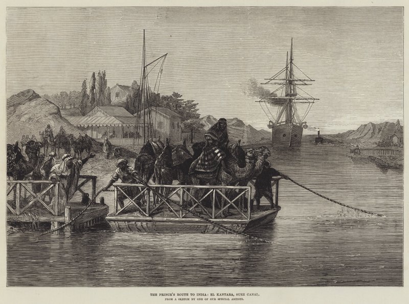 La ruta del Príncipe a la India, El Kantara, Canal de Suez (grabado) de English School