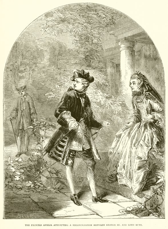 La Princesa Amelia intentando una reconciliación entre Jorge III y Lord Bute de English School