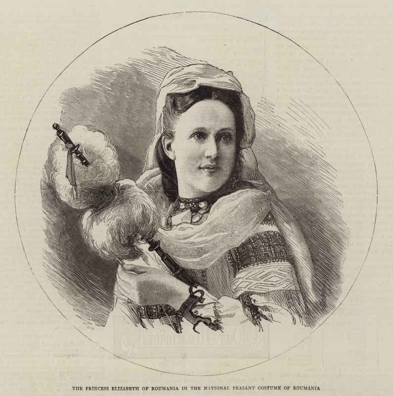 La Princesa Isabel de Rumania con el Traje Nacional de Campesina de Rumania (grabado) de English School