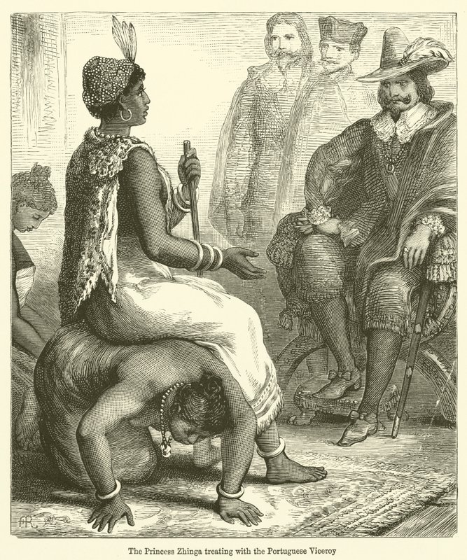 La princesa Zhinga tratando con el virrey portugués de English School