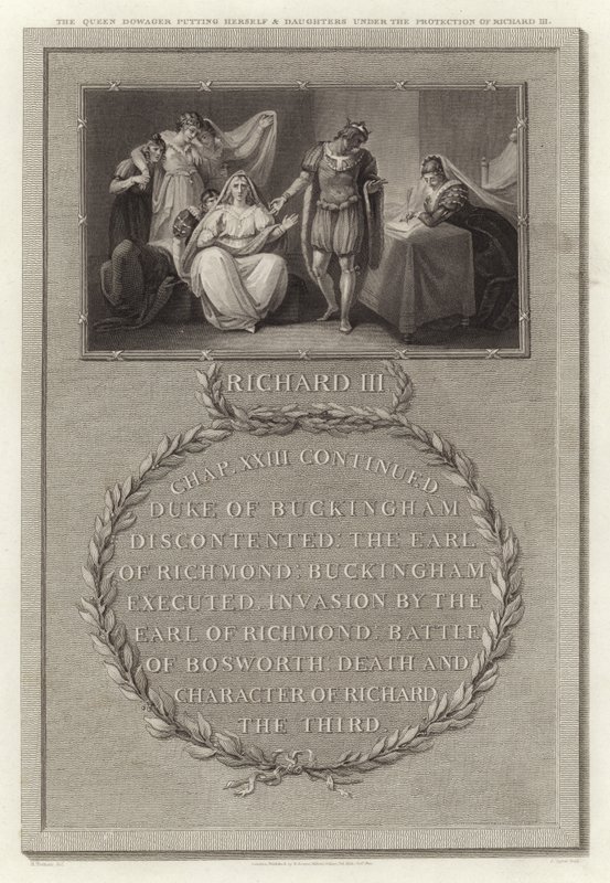 La Reina Viuda poniéndose a ella y a sus hijas bajo la protección de Ricardo III de English School