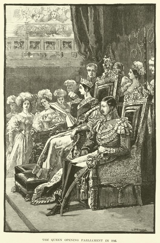 La Reina abriendo el Parlamento en 1846 de English School