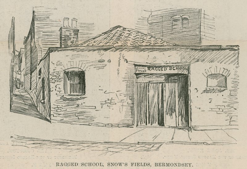 El Jubileo de la Unión de Escuelas de Harapos; Escuela de Harapos, Snows Fields, Bermondsey, Londres de English School