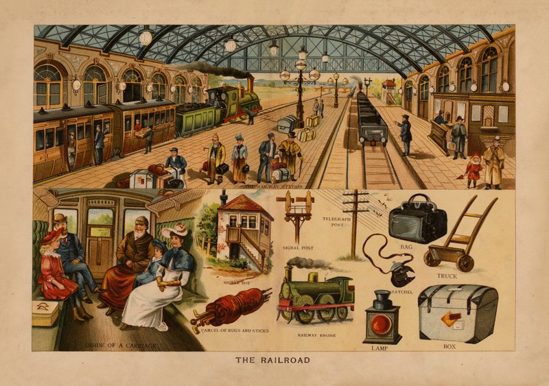 El ferrocarril (litografía en color) de English School