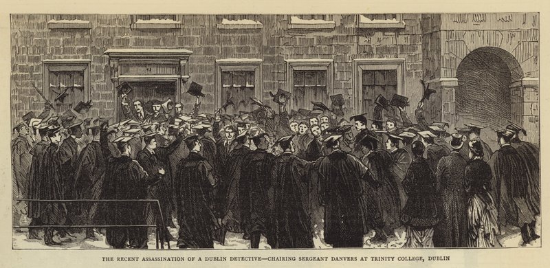 El Reciente Asesinato de un Detective de Dublín, llevando en andas al Sargento Danvers en el Trinity College, Dublín de English School