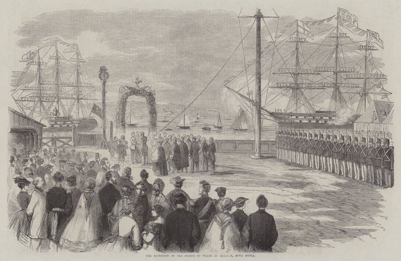 Recepción del Príncipe de Gales en Halifax, Nueva Escocia (grabado) de English School