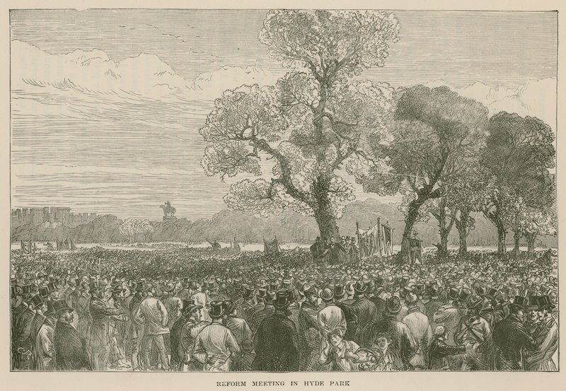 La Manifestación por la Reforma en Hyde Park, 6 de mayo de 1867 de English School