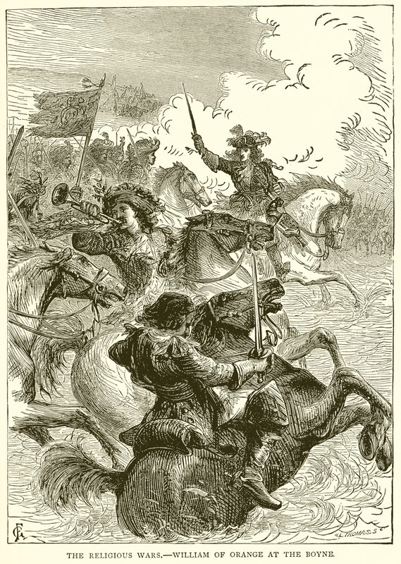 Las guerras religiosas.--Guillermo de Orange en el Boyne de English School